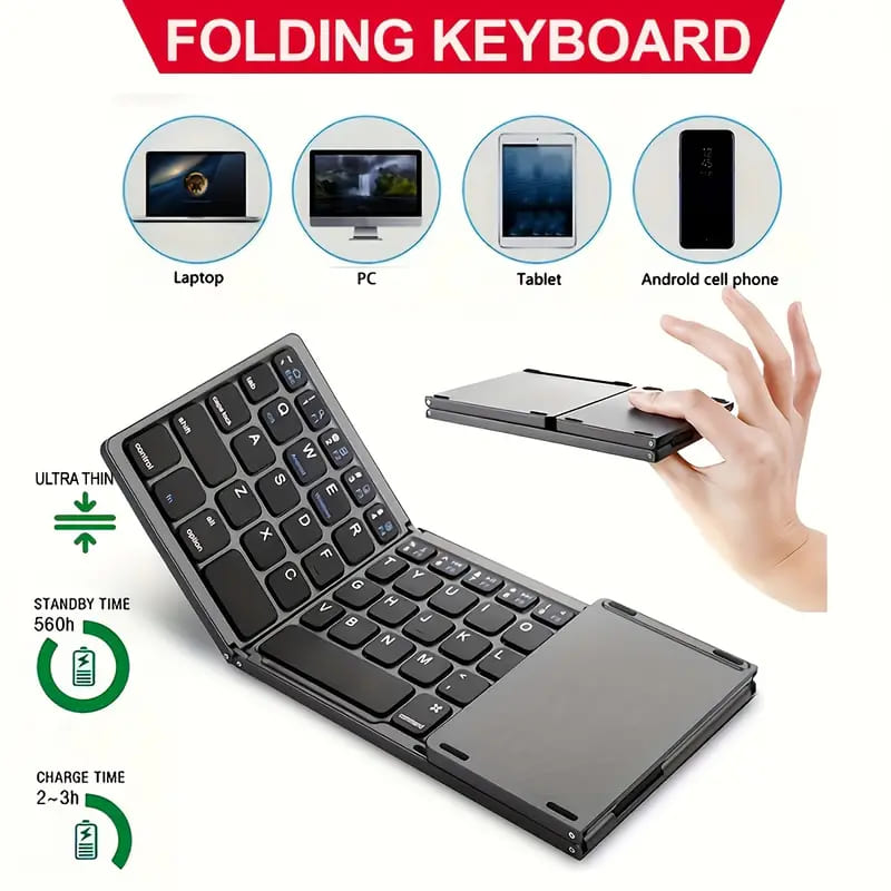 Foldable Wireless Keyboard with Touchpad